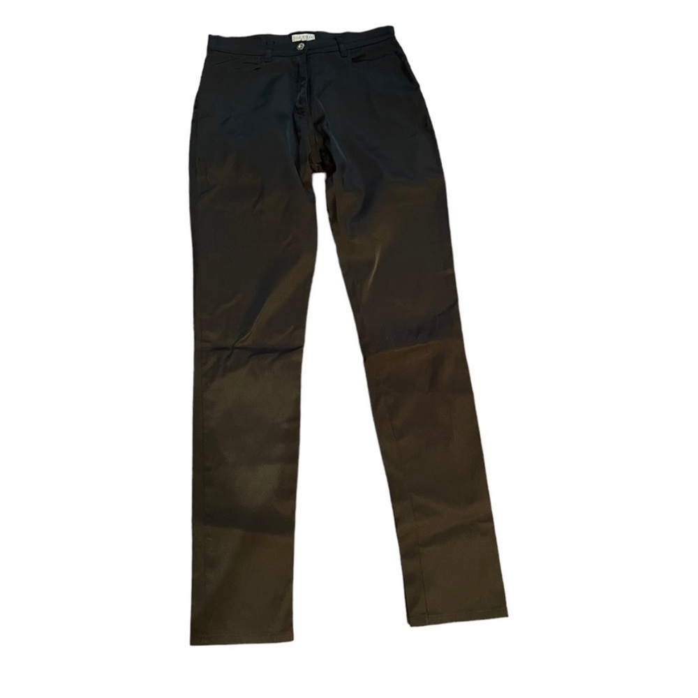 Ted Baker black zipper closure shiny slim leg  minimalist trouser pant size 2